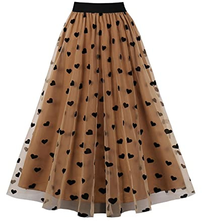 Tyllkjol dam tutu kjol Dirndl 50-tals karneval party balet minikjol rockabilly underkjol dansklänning aftonklänning kostym klassisk karneval kostym bubbla danskjol, BRUN, XXL