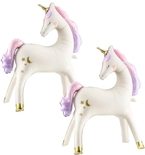 2 Piezas Globos Unicornio, Globos de Papel de Aluminio