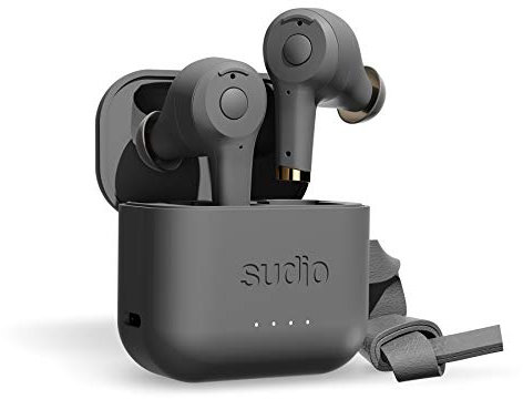 Sudio ETT True Wireless Bluetooth in-ear hörlurar – Aktiv brusreducering (ANC), transparent mode, IPX5 vattentät, upp till 30 timmars speltid, trådlös laddning, iOS, Android (Anthracit/Koppar)