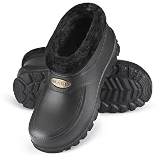 ESTRO Botas de Lluvia Mujer - Zuecos Hombre Invierno Zuecos con Forro Mujer Botas de Goma Hombre A16 (45, Negro)