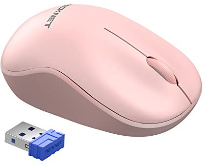TECKNET Wireless Mouse for Laptop, 2.4GHz USB Mini Computer Mice, 1200 DPI Optical Small Portable Cordless Mouse Compatible with PC, Mac and Linux, 18 Months Battery Life-Pink