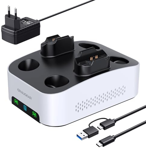 GRAUGEAR Externe Festplatte für PS5, PS5 Slim, PS5 Pro, Ladestation für 2X PS5 Controller, formatiert für PS5, Ideal für Gaming und Speicherplatz (0TB)