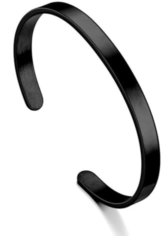 NTRUXZP Edelstahl Armreif Armband für Paare - Oval Verstellbar Offen Maschette für Herren und Damen - Schwarz - Geschenk für Frauen