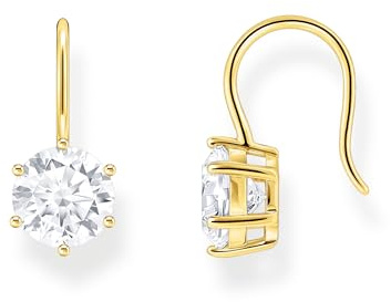 Thomas Sabo Ohrhänger mit großem, weißem Zirkonia vergoldetes Silber H2287-414-14