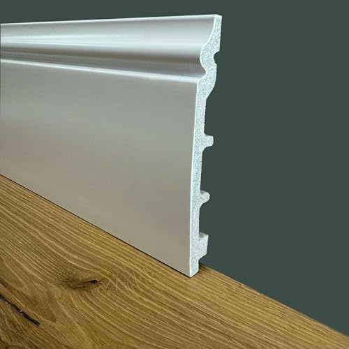 ***FINE SERIE al metro*** Battiscopa Zoccolino FEUDALE passacavo in Duropolimero Polistrutturato Bianco 140x16 (prezzo al metro)
