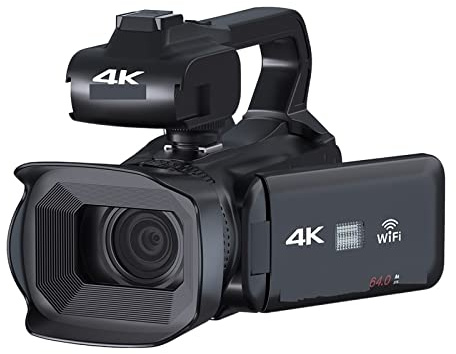 Videocámara vintage 4K 60FPS completa for transmisión en vivo Vlog 18X 64MP Cámara de video AF Grabadora digital Pantalla giratoria Videocámara Multifuncional(Size:With 32G SD Card,Color:Only Camcorde