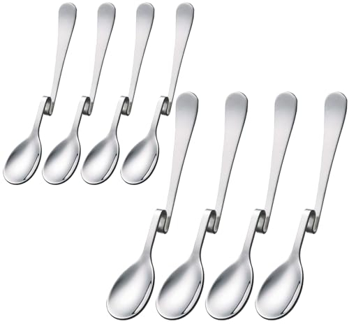 Cucchiaio Marmellata, 8 Pezzi Cucchiaio da Latte Macchiato in Acciaio Inossidabile, cucchiaio Lungo con Manico Curvo, per Caffè, Tè, Torte