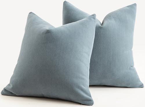 Mandioo 2er Set Kissenbezug 60x60 cm Blau Chenille Kissenbezüge weich Gemütlich langlebig modern Zierkissenbezug Dekokissen Kissenhülle für Sofa Wohnzimmer Schlafzimmer