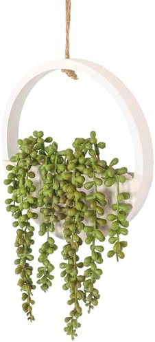 Focenat Colgantes de Plantas Artificiales,Plantas Colgantes Suculentas Artificiales,Cadena de Perlas Falsas de Maceta con Cordón de 21cm,para el hogar,jardín,Oficina,decoración de Pared