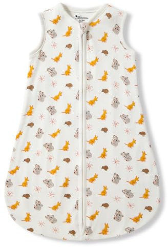 Minicoco Saco de Dormir para bebés y niños, 0,5 TOG, 100% algodón orgánico, Ideal para Primavera y Verano, Ligero y Suave, 0-6 Meses (Canguro + Koala, 0-3 meses)