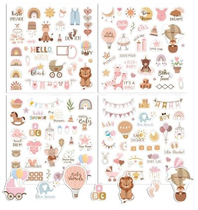 KGDUYC Lot de 4 autocollants de dessin animé pour bébé, autocollants pour enfants et album photo de bébé, designs d'autocollants de scrapbooking de bricolage, autocollants de scrapbooking pour bébé