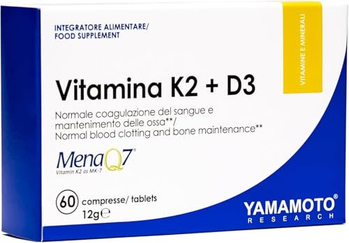 Yamamotò Vitamina K2 + D3-60 compresse - Rinforza ossa e denti. Senza glutine e Senza lattosio