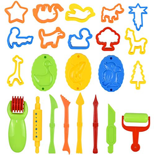 Kioiner 26 Piezas Kit de Herramientas de Plastilina para Niños, Accesorios de Arcilla y Plastilina, Juego Creativo para Manualidades Infantiles, Moldes y Utensilios para Modelar