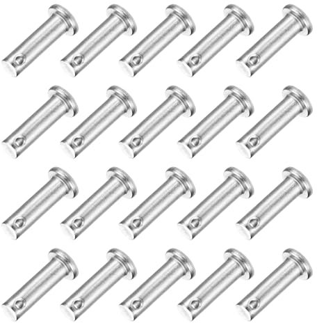 sourcing map 20Pcs M6 x 20mm Single Hole Clevis Pins, 304 Stainless Steel Flat Head Hitch Pins for Trailer Latch, Mechanics Repair, Furniture Installation, Industrial Equipment