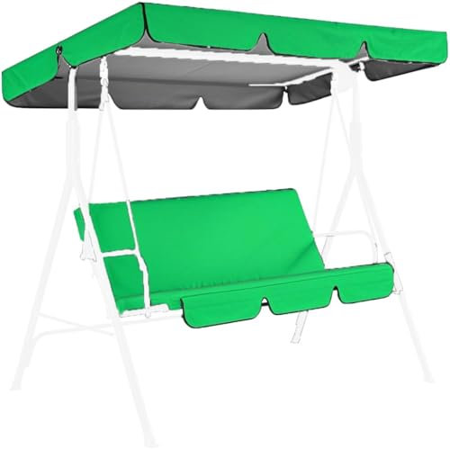 Jardin Toldo de Reemplazo Anti Viento,Telas para Toldos Recambio Balancin Jardin Exterior 2/3 Plazas,Protección UV,Impermeable,Resistente al Sol (Size:249 * 185 * 18cm,Color:Green)