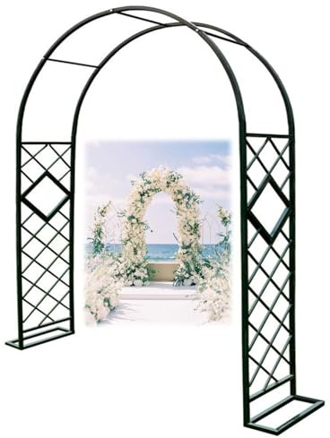 Arche Jardin en Métal, Treillis Plante Grimpante Exterieur De 230cm Haut, Arceau À Rosier Tonnelle en Métal Robuste pour Grimper, Vignes, Mariage, Décoration De Fête(Vert,220x230cm)