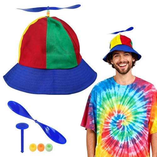 VGECEE Casquette à Hélice Chapeau de Pêcheur avec Hélice Casquettes à Hélicoptère Chapeau Hélices Colorée Bonnet d'Hélices Amusant Convient aux Adultes Enfants pour Cosplay Costume Fête Cadeau