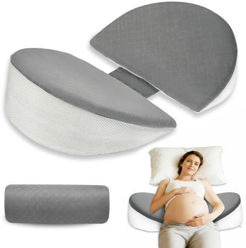 Neulriscn Pregnancy Pillow for Sleeping, Maternity Pillows for Pregnant Women, Memory Foam Maternity Body Support Pillows with Small Pillow for Back, Legs, Belly, Hip, Adjustable and Washable Cover