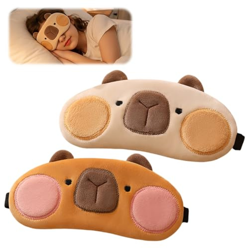 2 Pezzi Mascherina Occhi per Dormire, Morbida con Cinturino Elastico Maschere, Maschera per Gli, Occhi del Sonno, Regolabile Dormire per il Viaggio Disegno Animato Carino