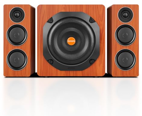 ZQMMSPK Altavoces para computadora con subwoofer, sistema de altavoces para juegos 2.1 para PC de escritorio, graves profundos de 8 pulgadas, Bluetooth 5.3, AUX/RCA/óptico/coaxial, sonido envolvente