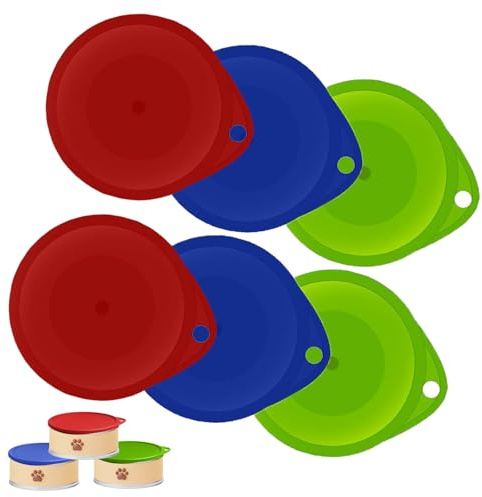 ThriveMart 6-Pack Universal Airtight Pet Food Covers | BPA-Free Reusable Food Grade Tin Toppers Fits Tin Cans for Pet, Food Storage for Cats & Dogs,Dishwasher Safe - Multicolor