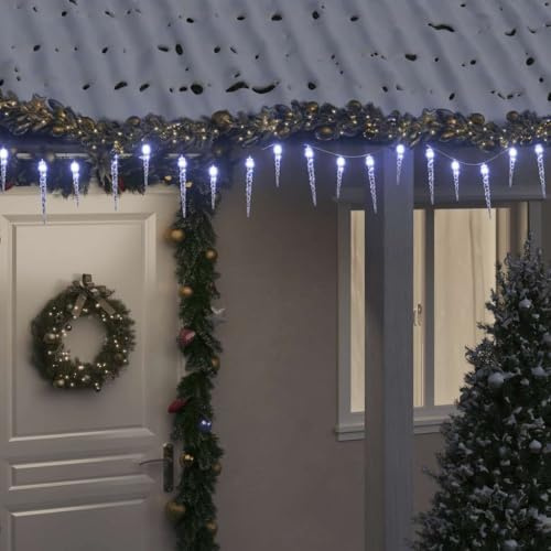 Genérico Luz de carámbano navideña (200 LED, Blanco frío, 20 m, acrílico, PVC), Luces de Navidad Blanco frío,356228