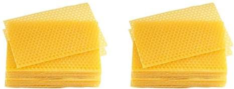 TOBEOME 60 placas de cera de abejas, base de cera de abejas, base de cera para marco de abejas, placas de panal natural, placas de cera de abejas