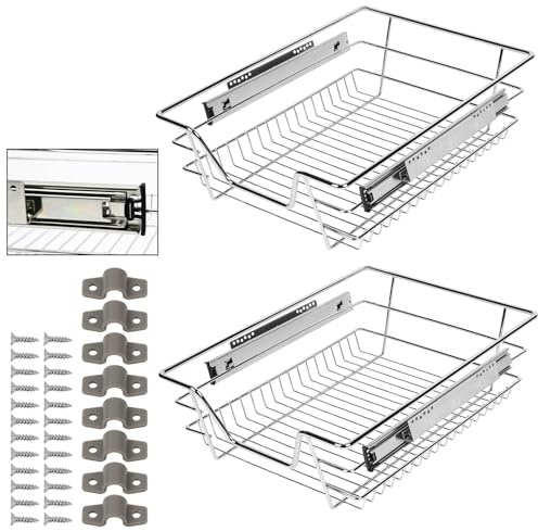 Jaxguom 2 cajones telescópicos de 40 cm, cajones extensibles para armarios de cocina, cajones de cocina de metal para armarios de cocina, cajones de cocina, cajones de cocina