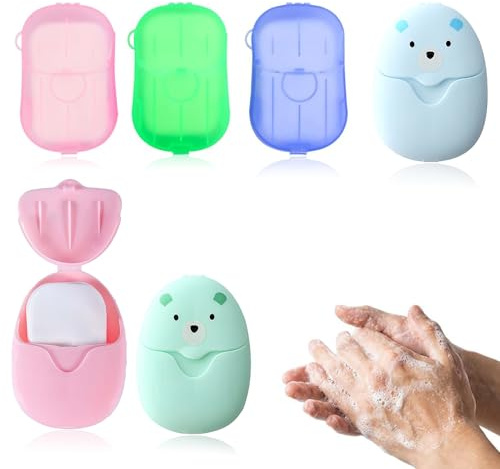 OQKAHIV 6 pcs Scatole Sapone da Viaggio, Sapone di Carta Fogli di Sapone, Confezioni di Fogli di Sapone USA e Getta in scatole di plastica, per Viaggi, Escursioni, Campeggio e attività all'Aria Aperta