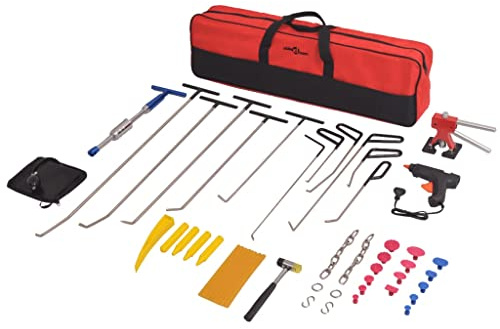 Teenpull Set di 50 strumenti per la rimozione delle ammaccature in acciaio inox con martello, pistola per colla e borsa per il trasporto, kit di riparazione per auto, garage, officina, accessori