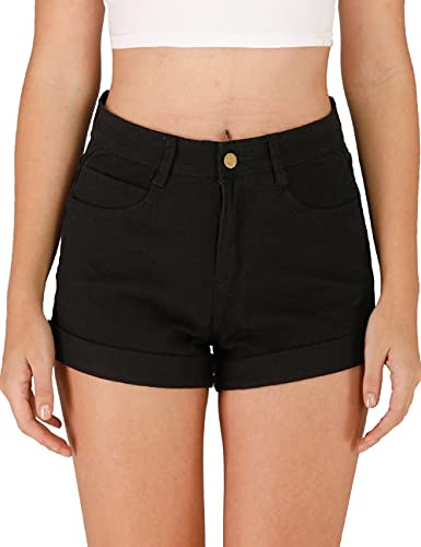 shownicer Mujer Pantalón Corto Vaquero Verano Cintura Alta Denim Shorts Básicos Pantalones Cortos High Waist Shorts Jeans con Bolsillos