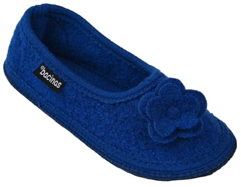 Japanwelt Pantofole da donna e da uomo, calde pantofole in feltro in lana di pecora, pantofole invernali in feltro, pantofole da casa, pantofole da uomo e da donna, Blu scuro, 41 EU
