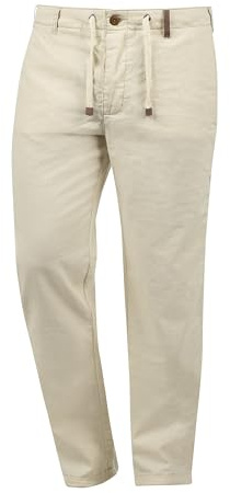 Indicode IDIves Herren Leinenhose Sommerhose Lange Stoffhose mit Kordel Gürtelschlaufen Leinenmix Eingrifftaschen Regular fit, Größe:S, Farbe:Fog (004)