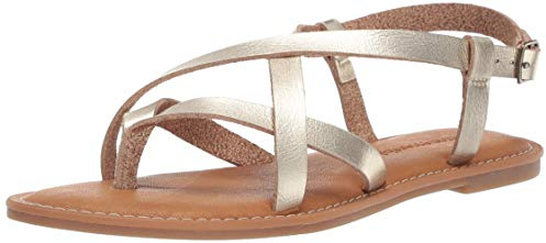 Amazon Essentials Sandales à Lanières Décontractées Femme, Or, 44.5 EU