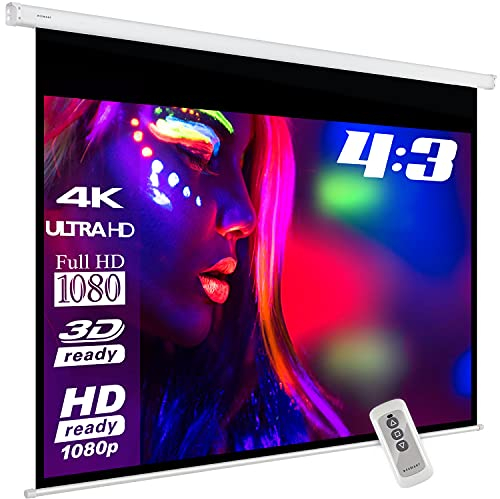 ESMART Economy EXM Motor-Leinwand 237 cm Bild 200 x 150 cm (98) | Format 4:3 | Fernbedienung | Vollmaskierung | Heimkino elektrische Beamer Projektionsleinwand Motor Leinwand LCD