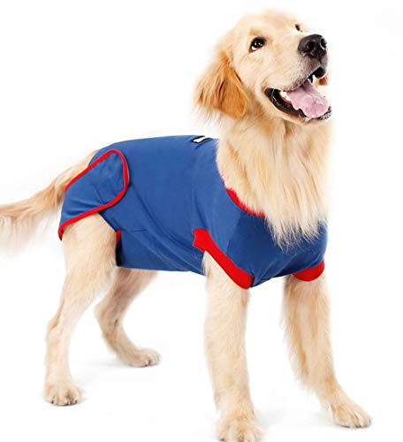 VICTORIE Haustiere Schutz Kleidung Wiederherstellung Anzug Weste Chirurgie zur Verwendung nach der Sterilisation Tierhautkrankheiten für Hunde Katzen Welpe Blau L