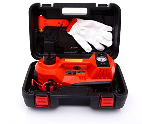 Trihelper Cric idraulico per auto, 5 tonnellate, con supporto 3 in 1 per berline, SUV, cric sollevatore per auto, per cambio pneumatici ed emergenze stradali, con pompa integrata (arancione)