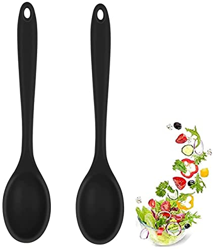 2 Pcs Silicone Spoon, Silicone Serving Spoon Nonstick Kitchen Spoon Heat-Resistant Cooking Spoons for Stirring, Scooping and Mixing(27.5 * 5.5CM)