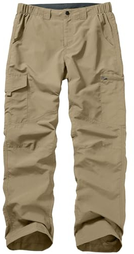 Mens Hiking Pants Quick Dry UPF 50 Travel Fishing Safari Cargo Pants Boy Scout Pants#6855,Khaki,40