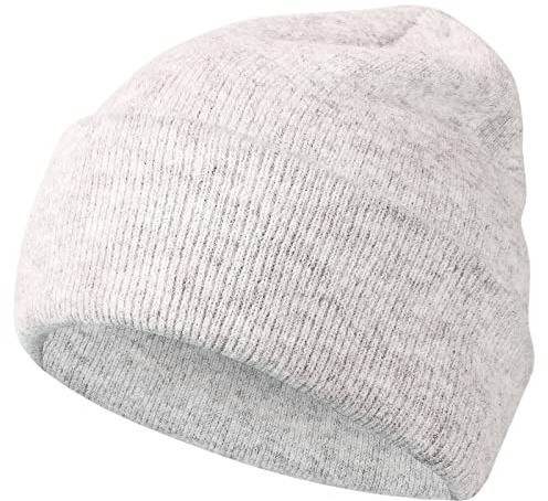Achiou Beanie Hat for Women Men, Warm Cuffed Knit Hat for Skiing Running Outdoor Sports Beige