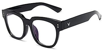 TECH-LINE-DIRECT Black Retro Frame Eyeglasses Clear Lenses for Women Men Nerd Geek Glasses