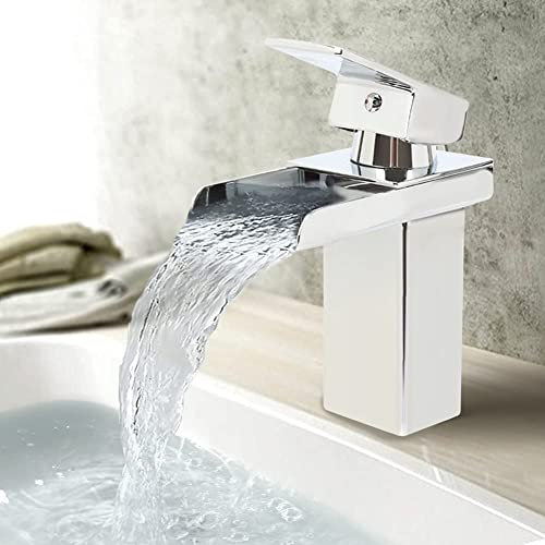 Grifo mezclador de lavabo grifo de baño mezclador cascada monomando latón cromado con mangueras