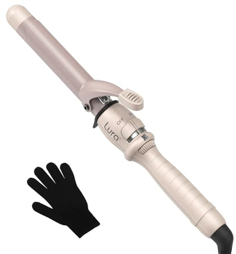 LURA 25mm Hair Curling Iron Curling Iron Ceramic Curling Wand Dual Voltage Curler Fast Heat up Curling Tool for Short Long Hair, Glove Included