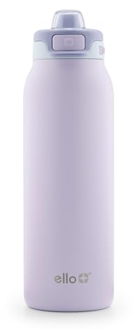 Ello Pop 32oz Stainless Steel Water Bottle with Quick Fill, Double Walled & Vacuum Insulated, Leak Proof Locking Lid, Sip & Chug, BPA Free, Aurora