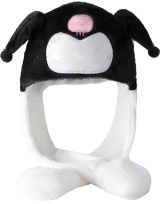 Focupaja Ear Moving Hat Animal Cosplay Hat with Floppy Ears Cartoon Jumping Cap Halloween Christmas Funny Hat Kugirls Black