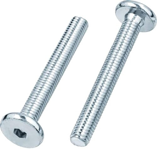 Screws City Tornillo hexagonal M6 (6 mm x 50 mm) de cabeza plana plateada con rosca métrica, pernos de muebles totalmente roscados para muebles, cunas, camas y sillas (paquete de 12)