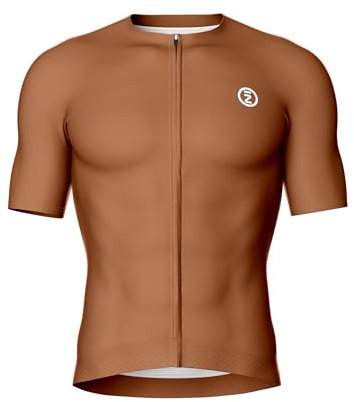 INBIKE Fahrradtrikot Herren Radtrikot Rennrad Trikot Fahrradbekleidung Summer Kurzarm mit 3 Taschen Men's Jesery Atmungsaktiv Elastisch UV-Protect Schnell Trocknend Braun,XL