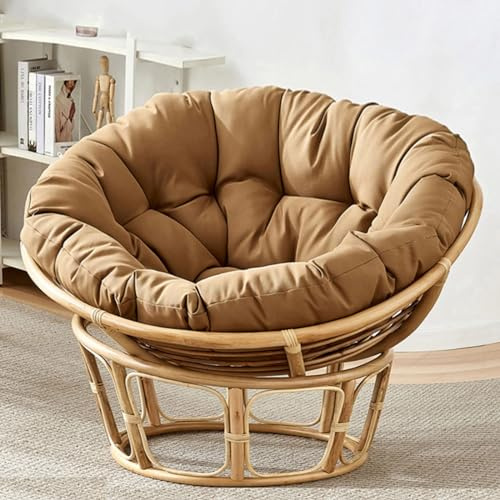 KIUGOP Papasansessel Kissen,Rund Papasan Sessel,Polster Für Papasansessel,Auflage,Polyrattan Sessel Hängesessel Kissen Papasan Stuhlkissen,Hellbraun,140x140cm