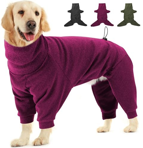Dotoner Abrigo de Forro Polar cálido de Cuatro Patas para Perro,Abrigo de Invierno para Perro,Resistente al Viento,Cuerpo Completo,Acogedor Pijama Traje para pequeños,medianos y