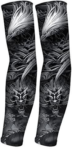 RU-X Tattoo Arm Sleeve Gaming Herren,Armstulpen Damen Lang Weib Dünn，Armstulpen Sommer Winter für Handball,Basketball,Sport Zubeh，XL